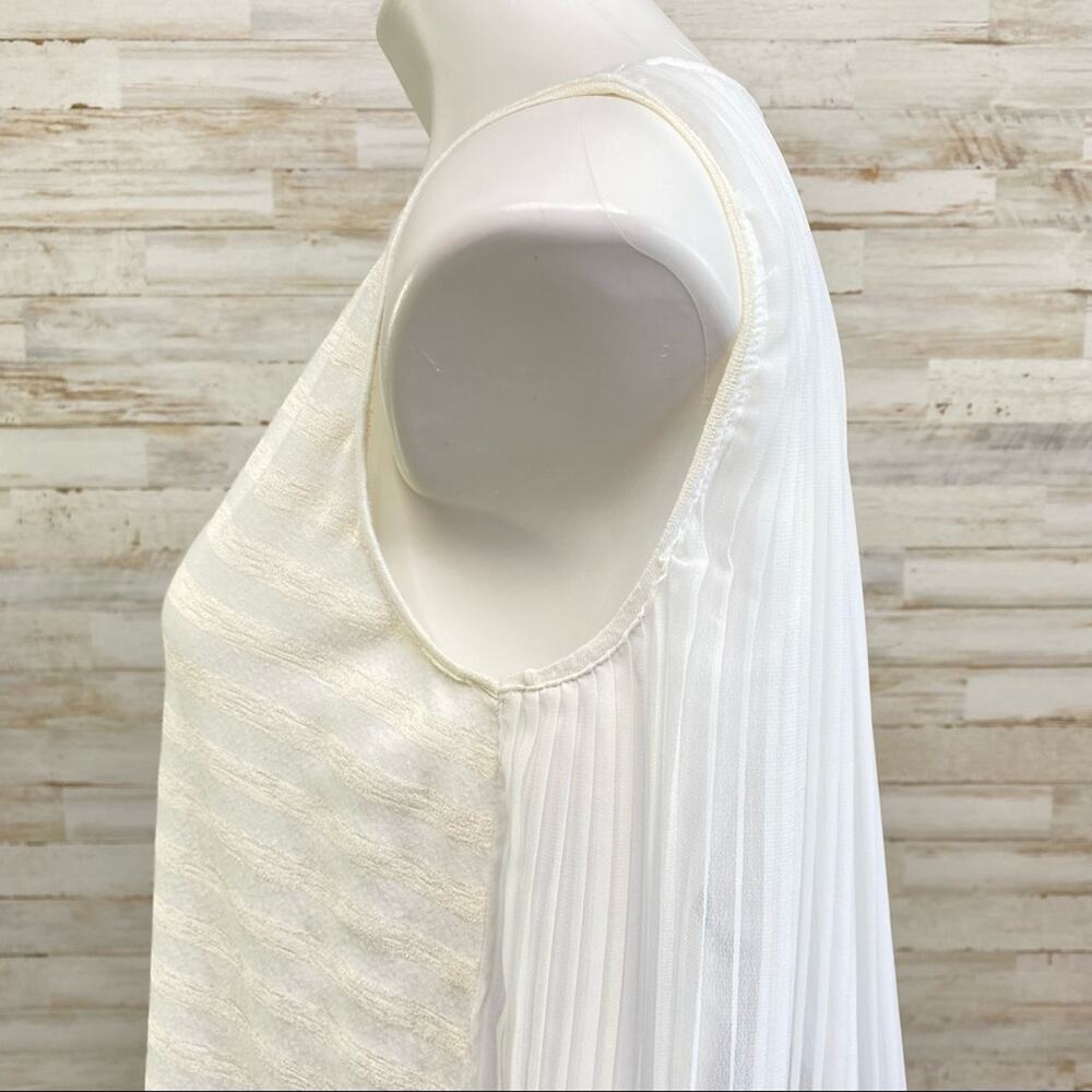 Ipekyol Sleeveless Striped Top Womens Size XS White Cream Chiffon Pleated Back - Picture 6 of 11
